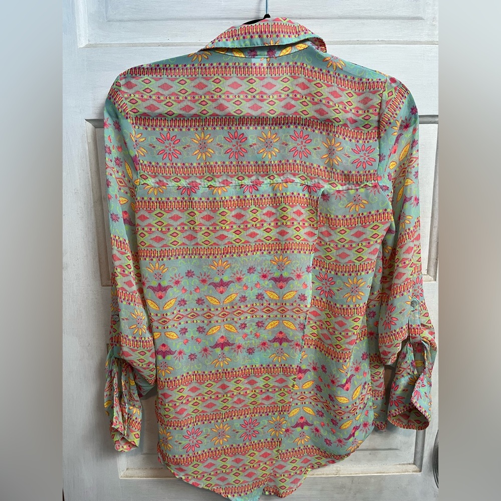 Shear multi colored button down - Picture 3 of 4